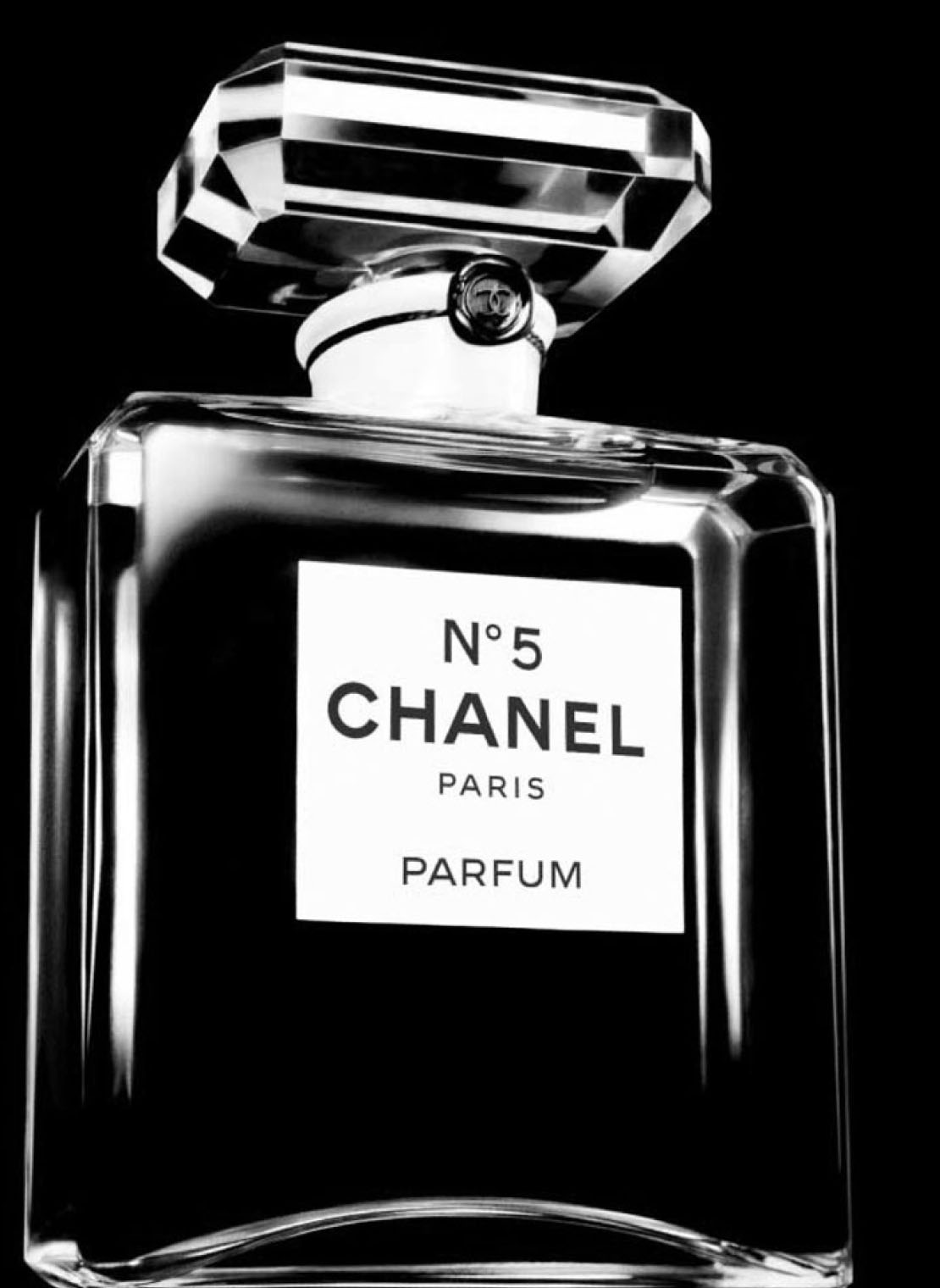 A black and white bottle of CHANEL N°5 perfume